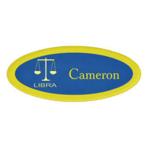 Badge D'identification Libra Golden Scales Star Sign Nom personnalisé