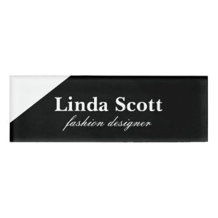 Badge D'identification Ligne diagonale noire et blanche