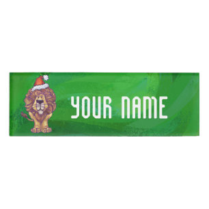 Badge D'identification Lion Christmas on Green