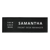 Badge D'identification Logo de l'employé Noir Blanc Simple (Devant)