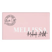 Badge D'identification Logo de Maquillage Écriture Rose Fardé (Devant)