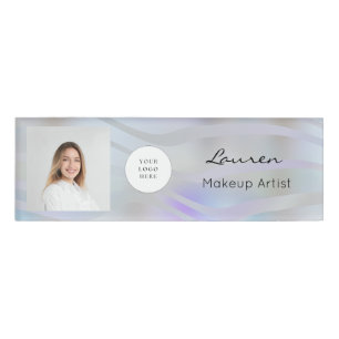 Badge D'identification Logo de script noir holographique moderne Photo