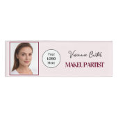 Badge D'identification Logo de script rose rouge Photo Maquillage (Devant)