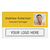 Badge D'identification Logo de société moderne Jaune Photo de l'employé (Devant)