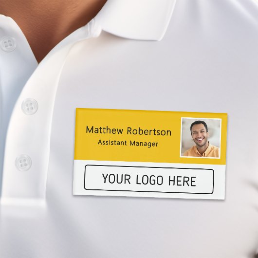 Badge D'identification Logo de société moderne Jaune Photo de l'employé