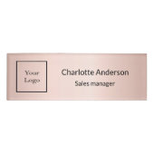 Badge D'identification Logo d'entreprise rose or employé élégant (Devant)