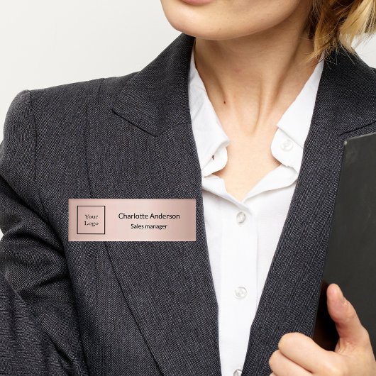 Badge D'identification Logo d'entreprise rose or employé élégant
