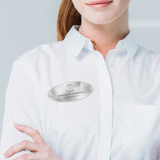 Badge D'identification Logo du titre du travail de l'employé Silver Shimm