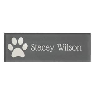 Badge D'identification Logo Empreinte de patte blanc et gris