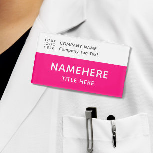 Badge D'identification Logo Entreprise Moderne Hot Pink Simple Titre de b