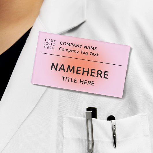 Badge D'identification Logo Entreprise Moderne Peachy Rose Aura Titre