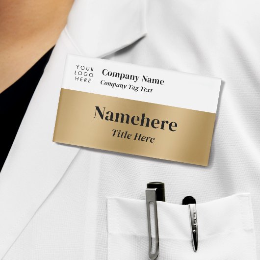 Badge D'identification Logo Entreprise Moderne Simple Faux Or Grand Titre