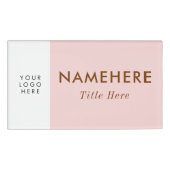 Badge D'identification Logo Grand Simple Rose Pâle Pastel Clair Nom Titre (Devant)