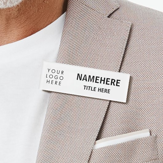 Badge D'identification Logo Moderne Grandes Polices Simple Blanc Magnet T