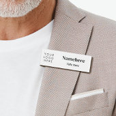 Badge D'identification Logo Moderne Simple Clean Blanc Chic Magnet Titre