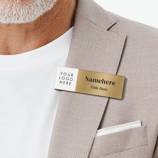 Badge D'identification Logo Moderne Simple Grosse Police Faux Gold Magnet