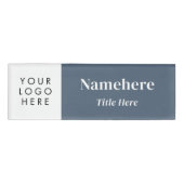 Badge D'identification Logo Moderne Simple Propre Bleu Poussiéreux Aimant (Devant)