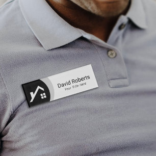 Badge D'identification Logo personnalisé de l'agent immobilier noir et b