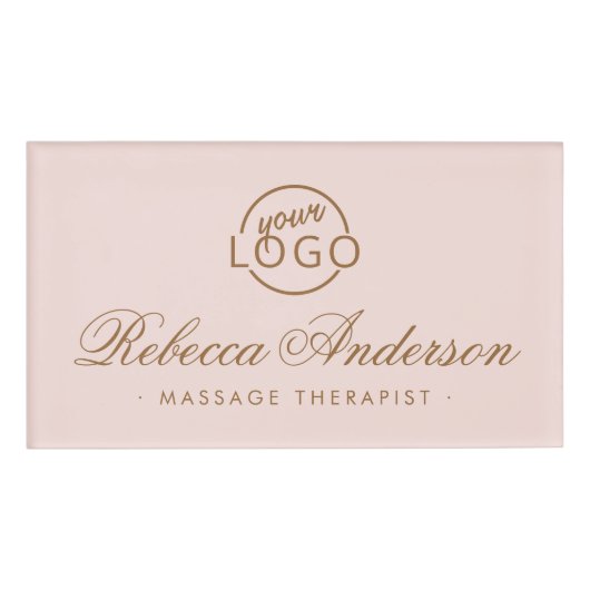 Badge D'identification Logo personnalisé du script de calligraphie rose v (Devant)