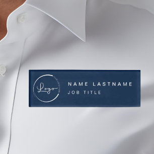 Badge D'identification Logo Personnalisé Élégant Marine Blue Magnet Titre
