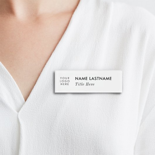 Badge D'identification Logo Personnalisé Élégant Simple White Magnet Titr