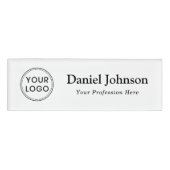 Badge D'identification Logo personnalisé et nom modèle blanc professionne (Devant)