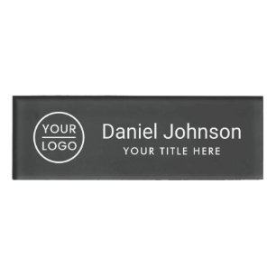 Badge D'identification Logo personnalisé gris foncé étiquettes de nom pro