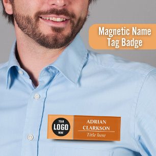 Badge D'identification Logo personnalisé Orange Blanc Nom magnétique Bali