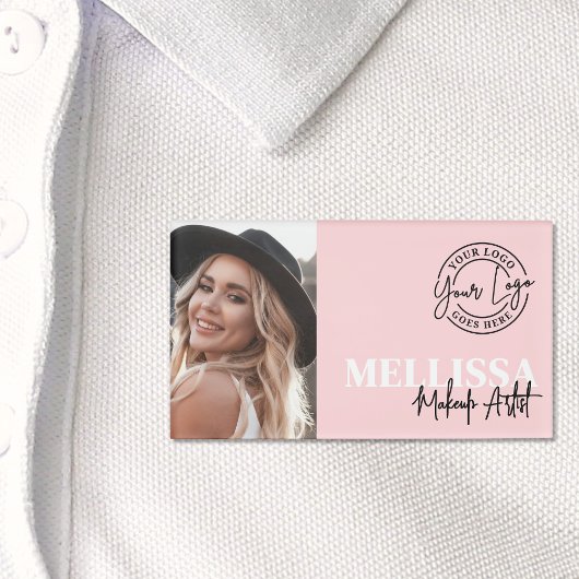 Badge D'identification Logo photo rose poudré