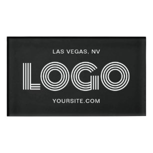 Badge D'identification Logo rectangulaire moderne noir et blanc