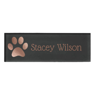 Badge D'identification Logo rose Gold et Empreinte de patte de charbon