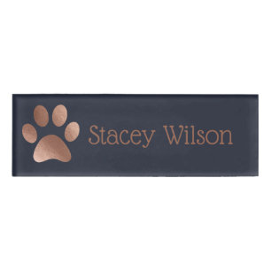 Badge D'identification Logo rose Gold et Marine Empreinte de patte