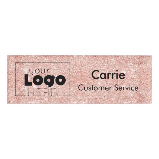 Badge D'identification Logo rose Gold Parties scintillant Nom de l'employ (Devant)