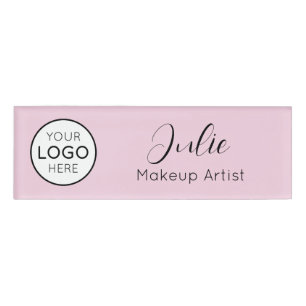 Badge D'identification Logo rose, nom et titre