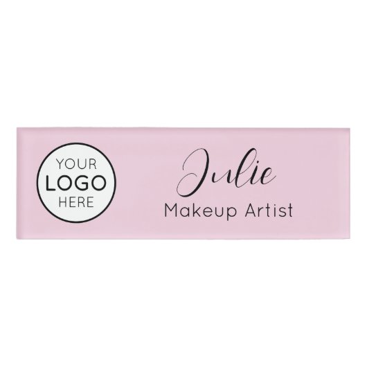 Badge D'identification Logo rose, nom et titre (Devant)