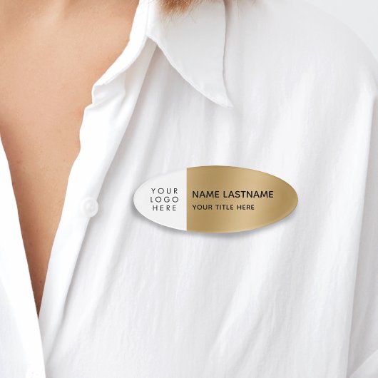 Badge D'identification Logo Simple Moderne Faux Gold Magnet Titre