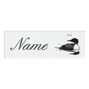 Badge D'identification Loon Swimming Bird Art Thunder_Cove