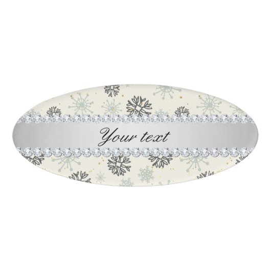 Badge D'identification L'or bleu de flocons de neige tient le premier (Devant)