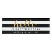 Badge D'identification L'or élégant indiquent bonjour des rayures de (Devant)