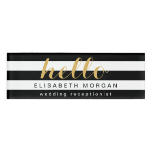 Badge D'identification L'or élégant indiquent bonjour des rayures de