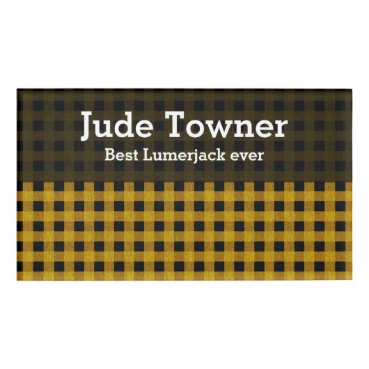 Badge D'identification Lumberjack Style - tissu jaune + vos idées (Devant)