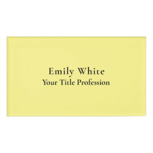 Badge D'identification Lumière Jaune Plaine Élégant Professionnel Moderne