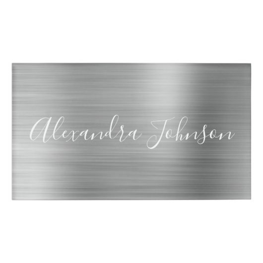 Badge D'identification Luxe Silver Foil Moderne (Devant)