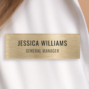 Badge D'identification Luxueux Faux Or Brossé Professionnel Moderne