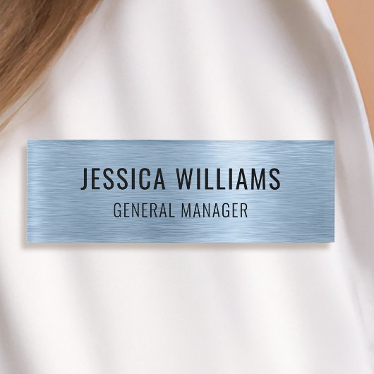 Badge D'identification Luxury Faux Brushed Blue Steel Professional Modern