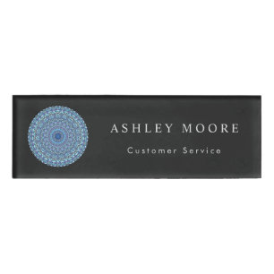 Badge D'identification Mandala floral bleu-clair