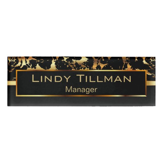 Badge D'identification Marbre noir et or (Devant)