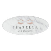 Badge D'identification Marbre & Rose Gold Lashes & Brosses | Esthétique (Devant)