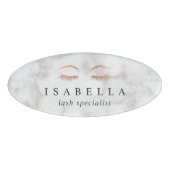 Badge D'identification Marbre & Rose Gold Lashes & Brosses | Esthétique (Devant)
