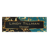 Badge D'identification Marbre Turquoise, noir et or (Devant)